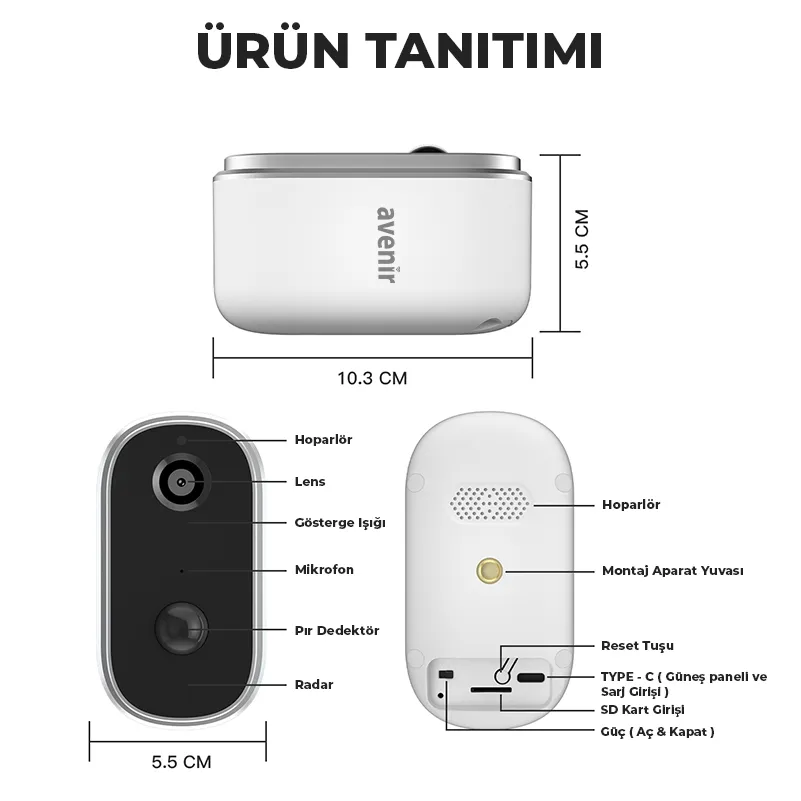 AVENİR 2 MP  DAHİLİ BATARYALI SOLAR AKILLI KAMERA 
